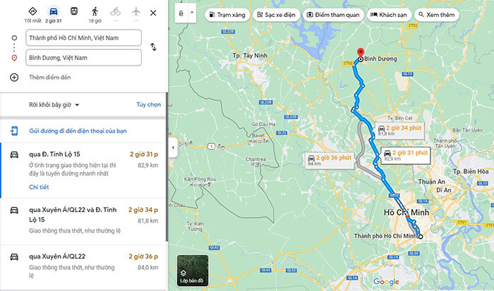 từ TPHCM đến Bình Dương bao nhiêu km